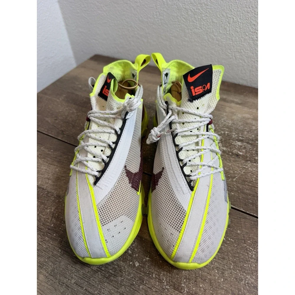 Nike ISPA React Shoes Mens Size 8.5 White Volt Burgundy Running CT2692-002